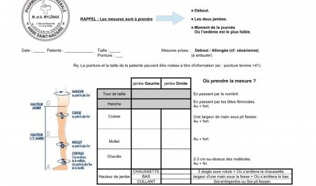 Fiche prise e mesures contention veineuse  Pharmacie de la Trébale, Mr et Mme Mylonas à Saint-Nazaire